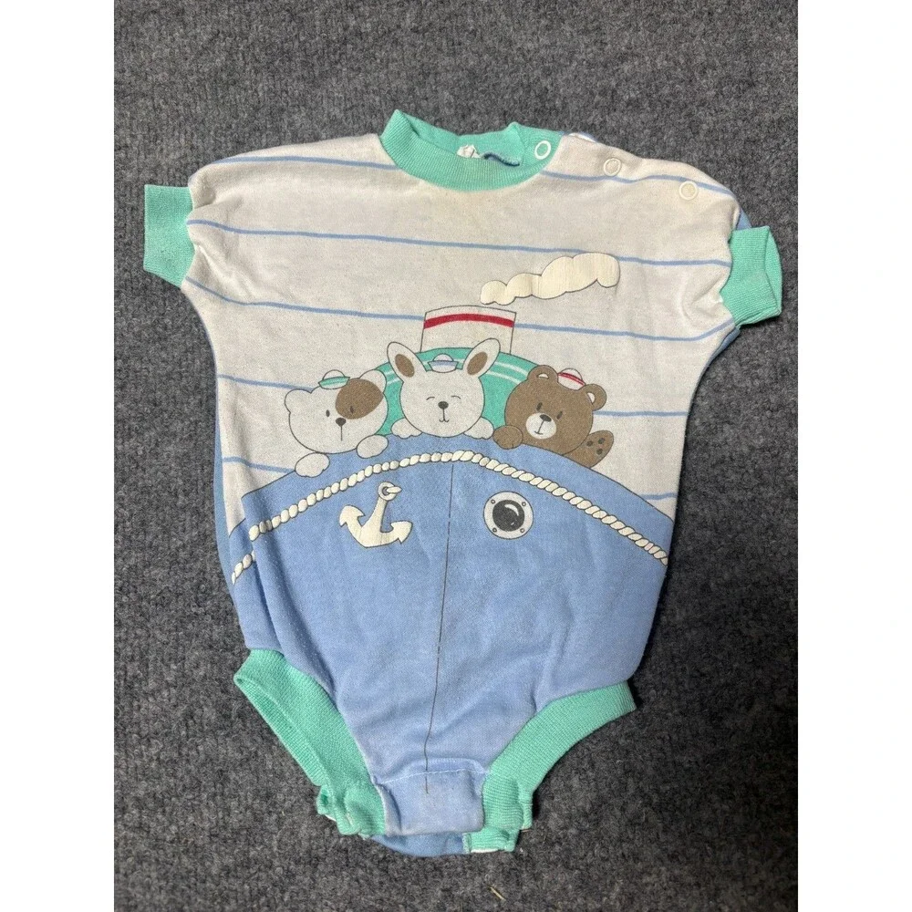 Baby Boy Carter's 6 M One Piece Steamboat sailing USA Vintage Bodysuit